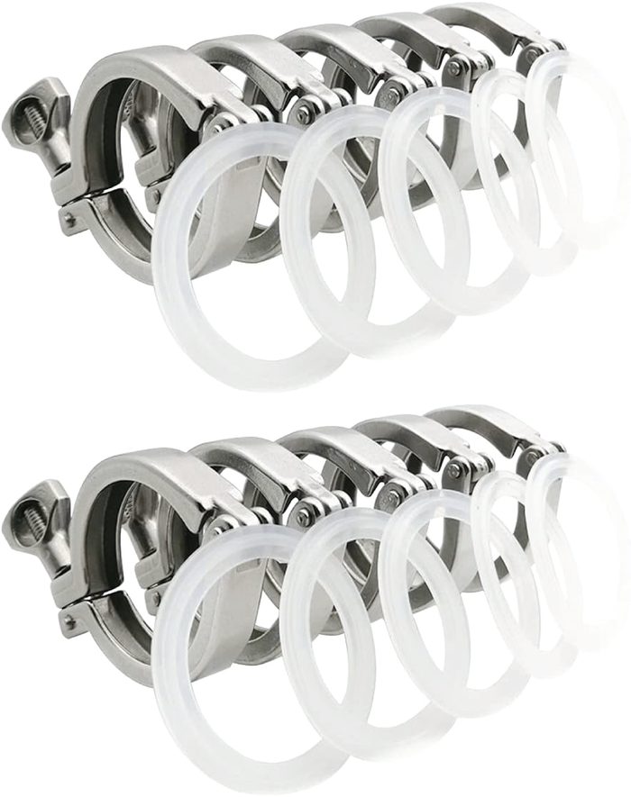 1.5" Sanitary Tri Clamp with Gasket - 10 Pack