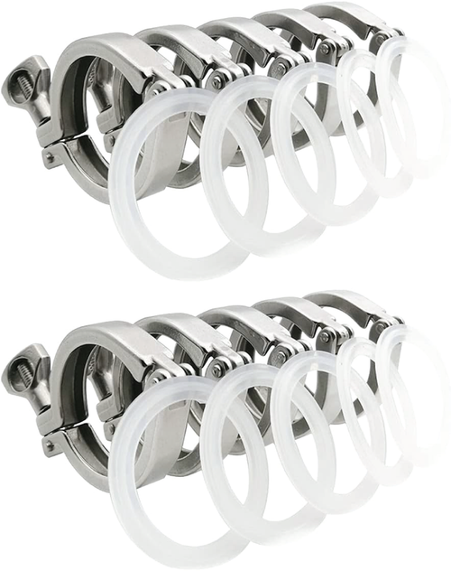 1.5" Sanitary Tri Clamp with Gasket - 10 Pack