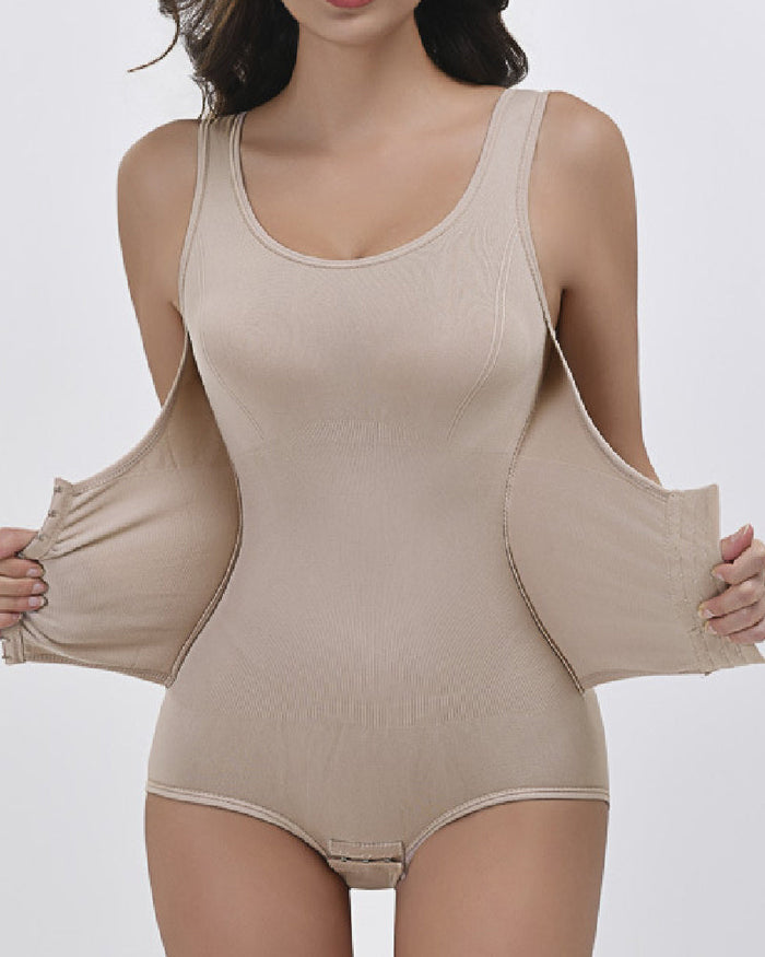 2 in 1 Seamless Double Tummy Control Corset Bodysuit Scoop Neck Tank Top Shapewear  - By Qivii