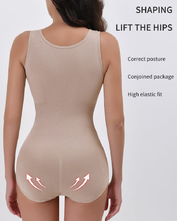 2 in 1 Seamless Double Tummy Control Corset Bodysuit Scoop Neck Tank Top Shapewear  - By Qivii