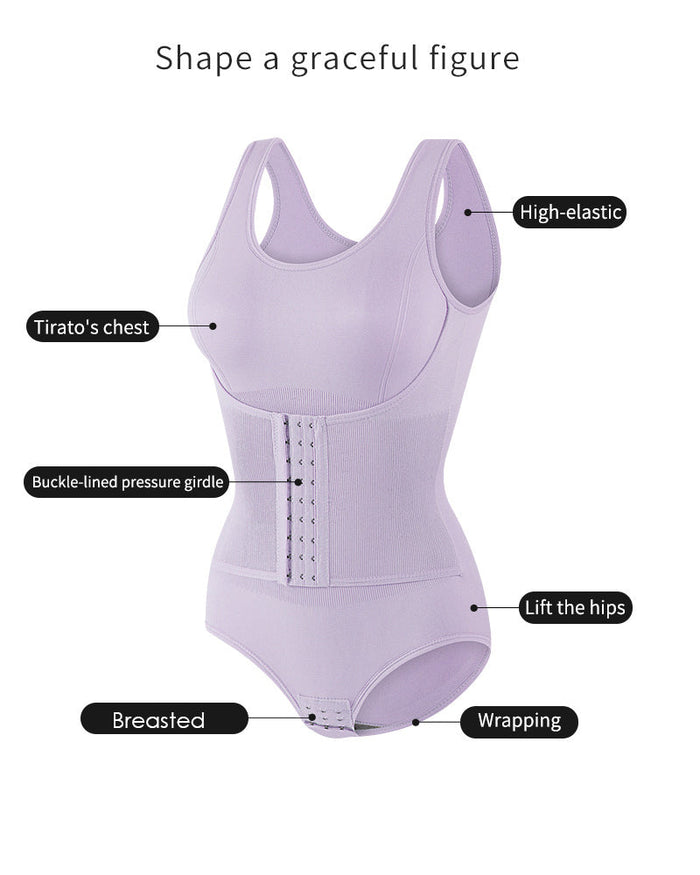 2 in 1 Seamless Double Tummy Control Corset Bodysuit Scoop Neck Tank Top Shapewear  - By Qivii