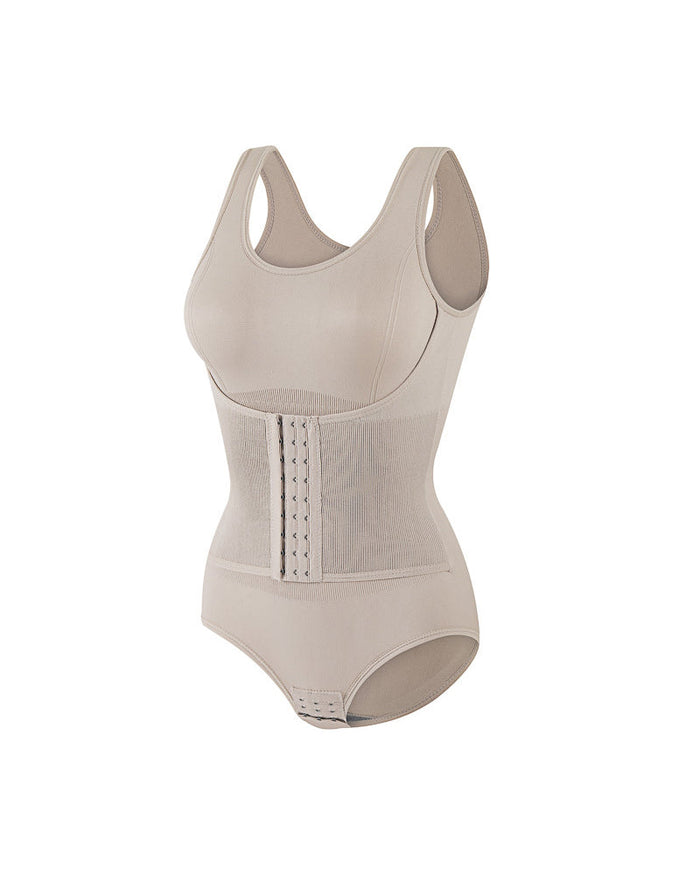 2 in 1 Seamless Double Tummy Control Corset Bodysuit Scoop Neck Tank Top Shapewear  - By Qivii