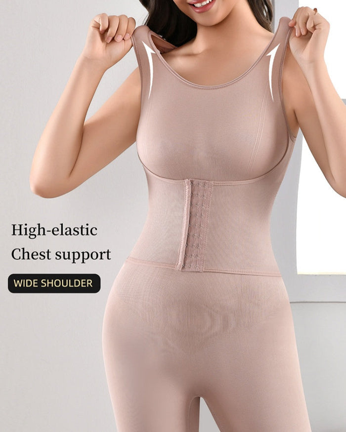 2 in 1 Seamless Double Tummy Control Mid Length Bodysuit  - By Qivii