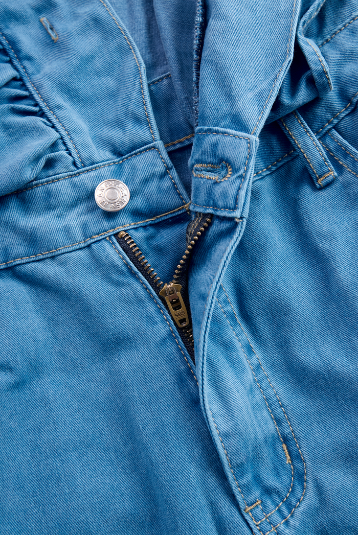 【24-hour shipping out】Fashionable Ruffle Strap Denim Shorts Jumpsuit  - By Qivii