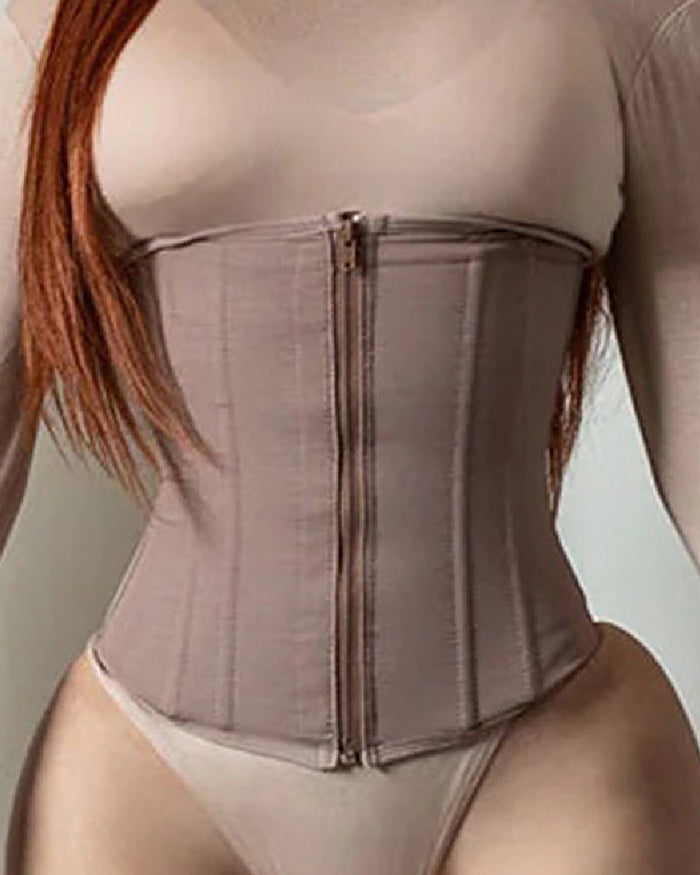 9 Boned Waist Trainer For Women Hourglass Zipper Tummy Control Workout Corset  - By Qivii
