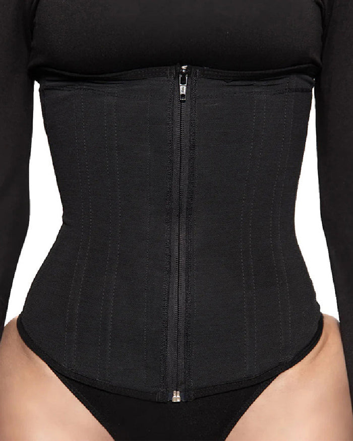 9 Boned Waist Trainer For Women Hourglass Zipper Tummy Control Workout Corset  - By Qivii
