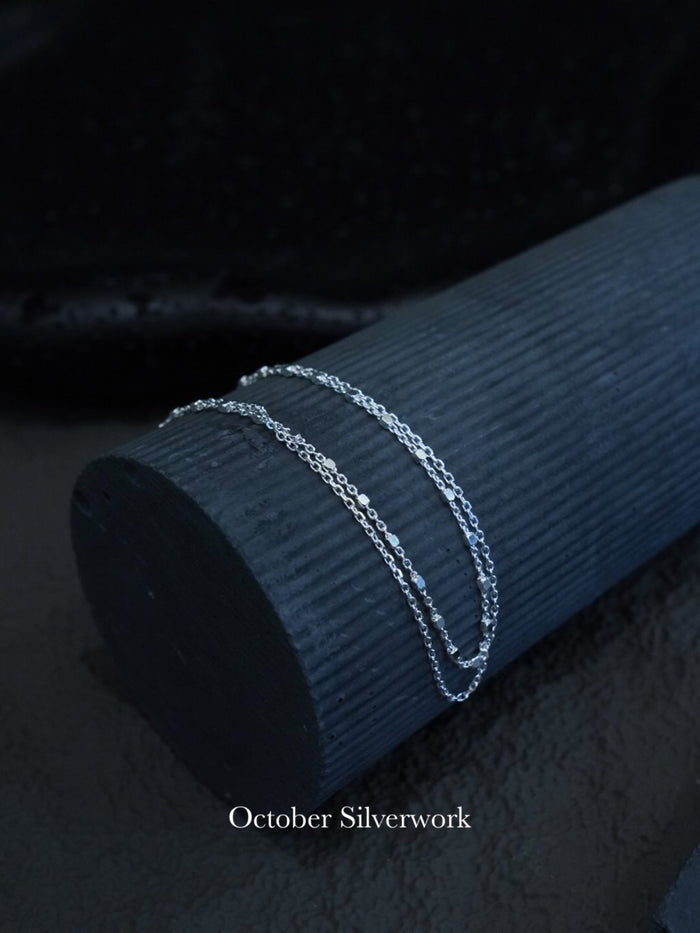 A1042 Double Chain Square Bead Ankle Bracelet