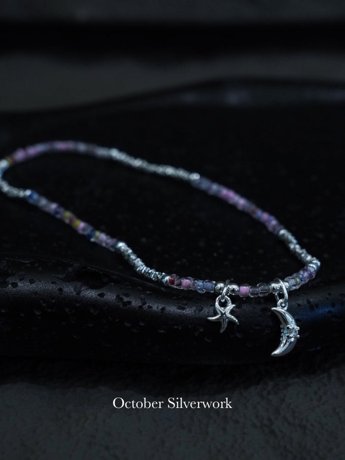 A1043 Colorful Bead Moon Star Anklet