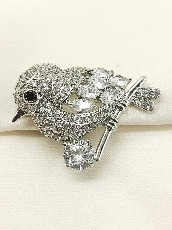 Aarya Silver Bird Brooch