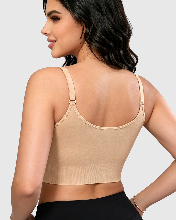 Adjustable Strap Front Hook Smoothing Unlined Wireless Bra  - By Qivii