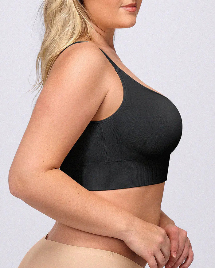Adjustable Strap Front Hook Smoothing Unlined Wireless Bra  - By Qivii