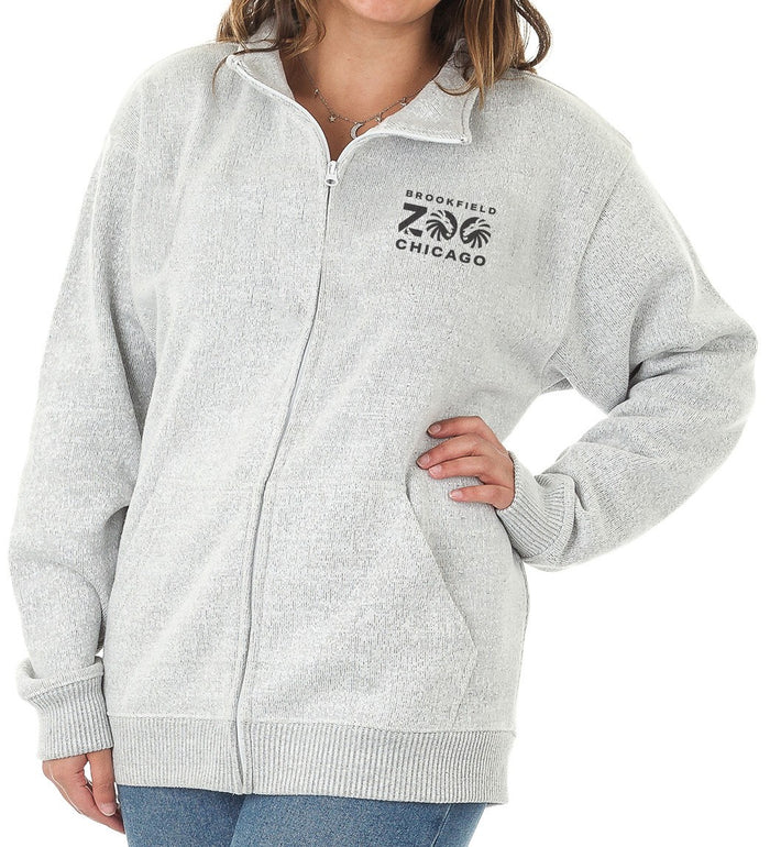 Adult Full Zip Brookfield Zoo Logo Jacket in Grey