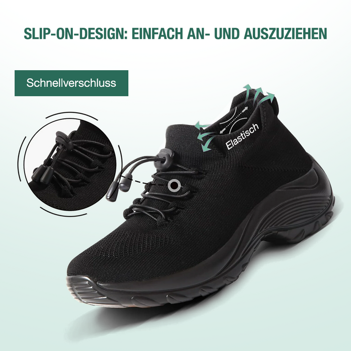 Ambulo Orthopädische Schuhe Strickstoff - Alles Schwarz  - By Qivii
