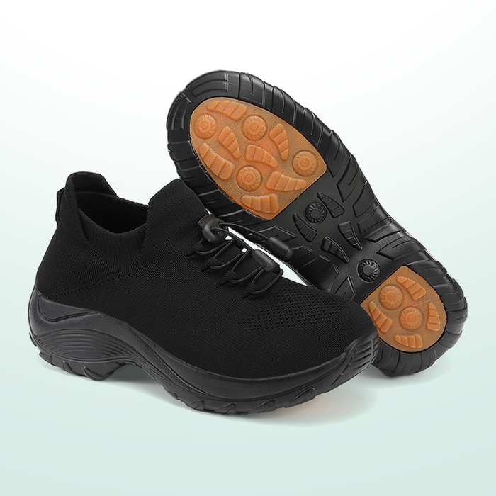 Ambulo Orthopädische Schuhe Strickstoff - Alles Schwarz  - By Qivii