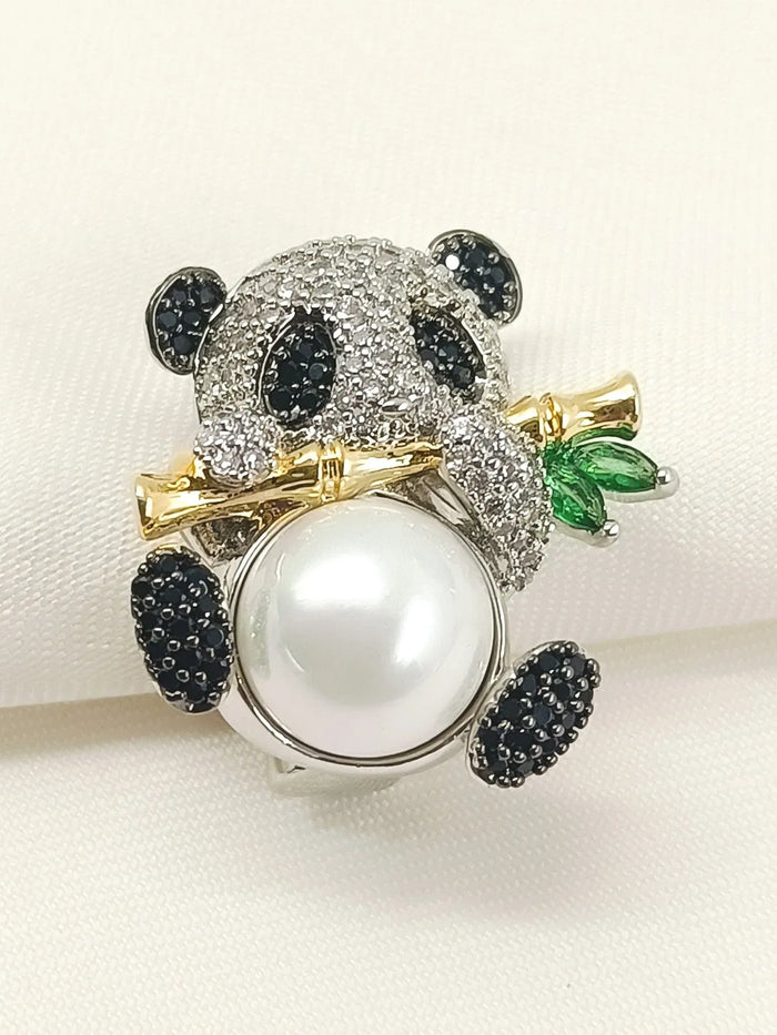 Anjalika Black Panda Brooch