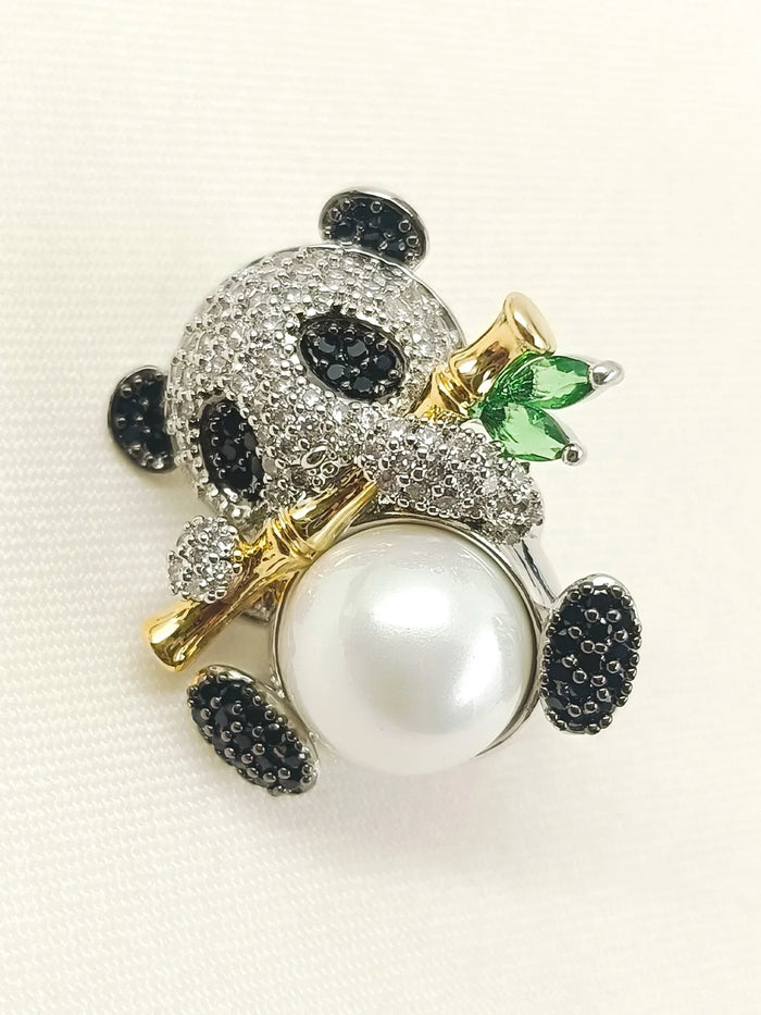 Anjalika Black Panda Brooch