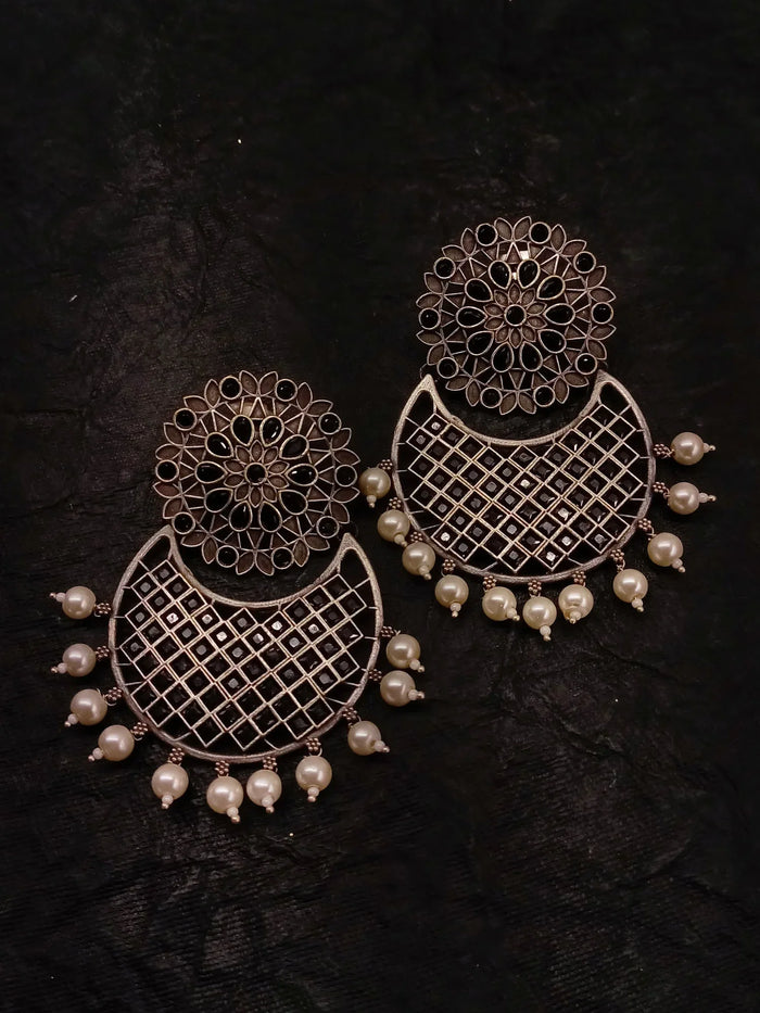 Anusha Black Oxidised Chandbali