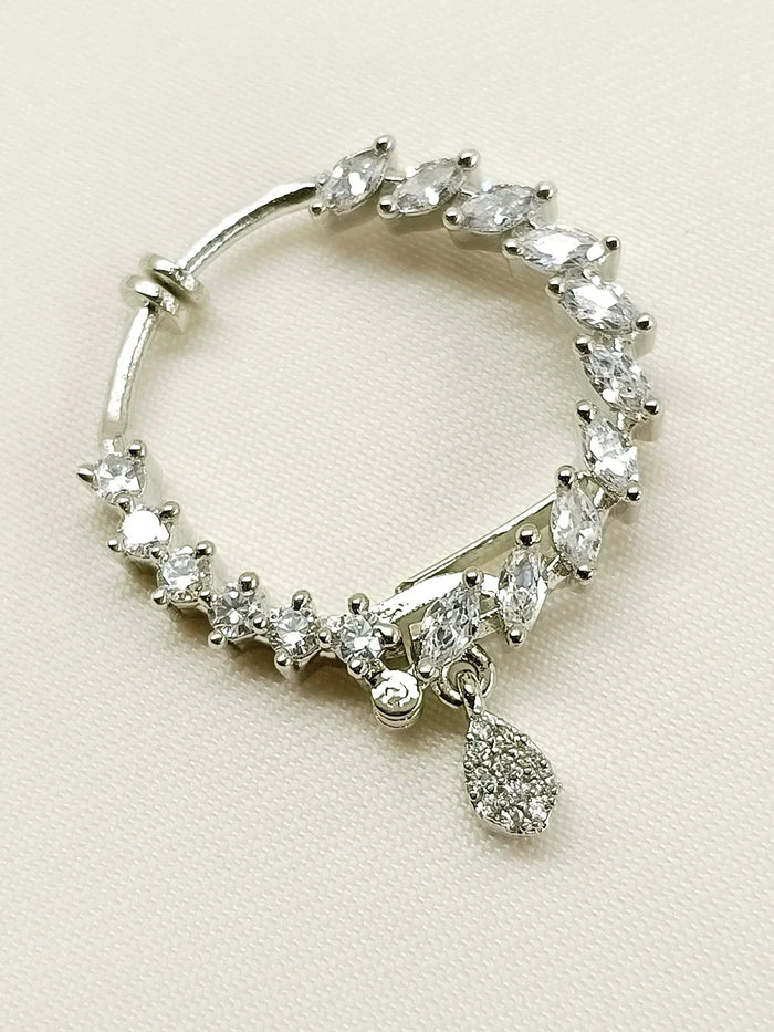 Aparna Silver American Diamond Nosering