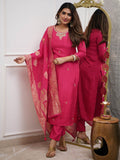 Showstopper rani pink pantsuit adorned with dazzling stone work and embroidery