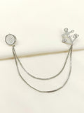 Avanya Silver Anchor & Wheel Brooch Pin With Chain
