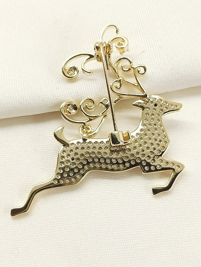 Ayanna Golden Reindeer Brooch