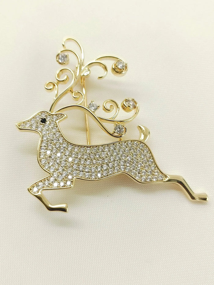 Ayanna Golden Reindeer Brooch