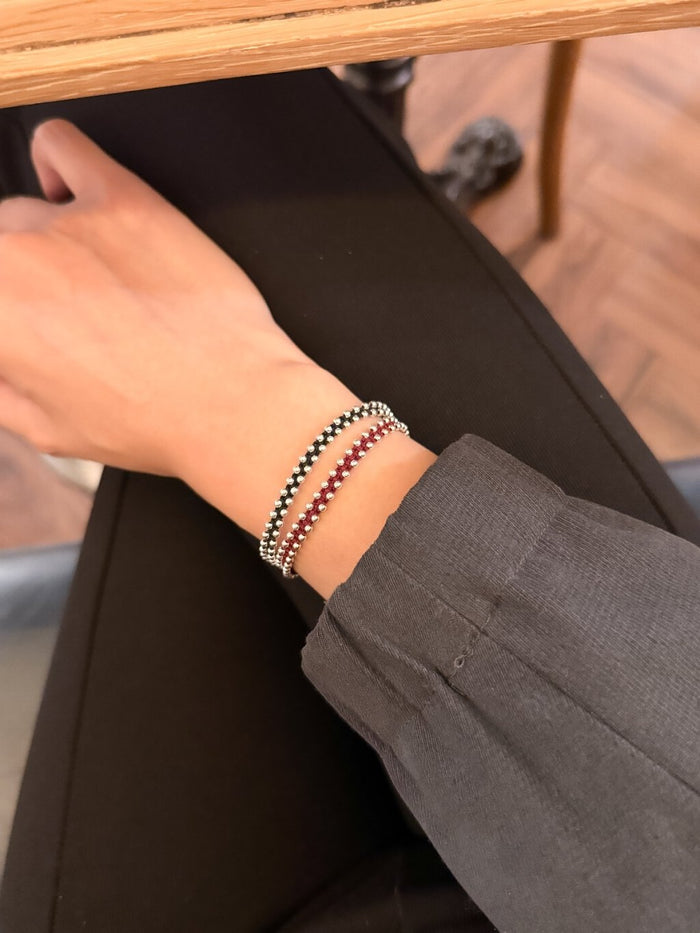 B1540 3MM Beaded Double Strand Bracelet
