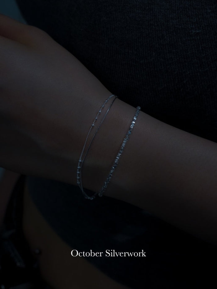 B1569 Snake bone chain with small bead double chain bracelet