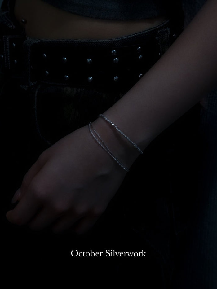 B1569 Snake bone chain with small bead double chain bracelet