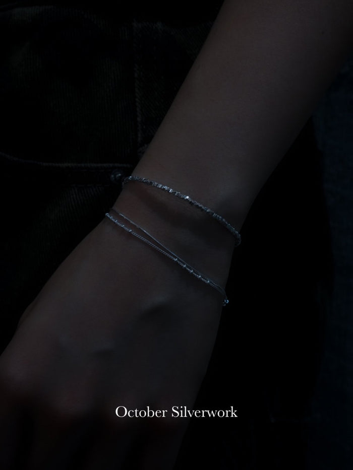 B1569 Snake bone chain with small bead double chain bracelet