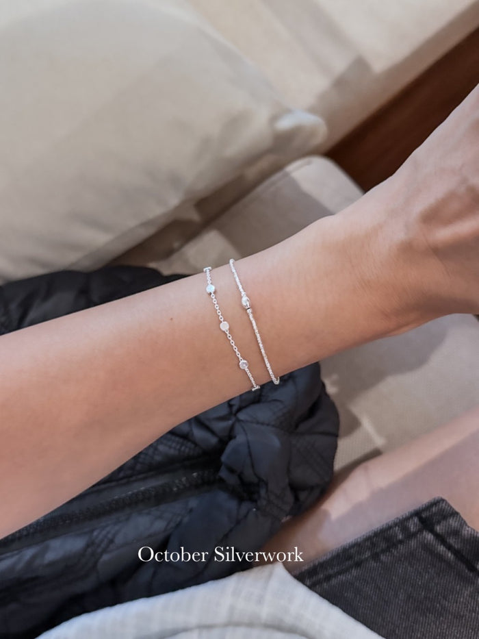 B1578 Super Fine Crushed Silver Bead Bracelet