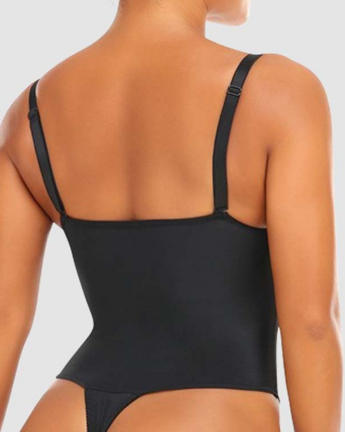Backless Push Up Bra Waist Slimming Butt Lifter Thong Shapewear Bodysuit  - By Qivii