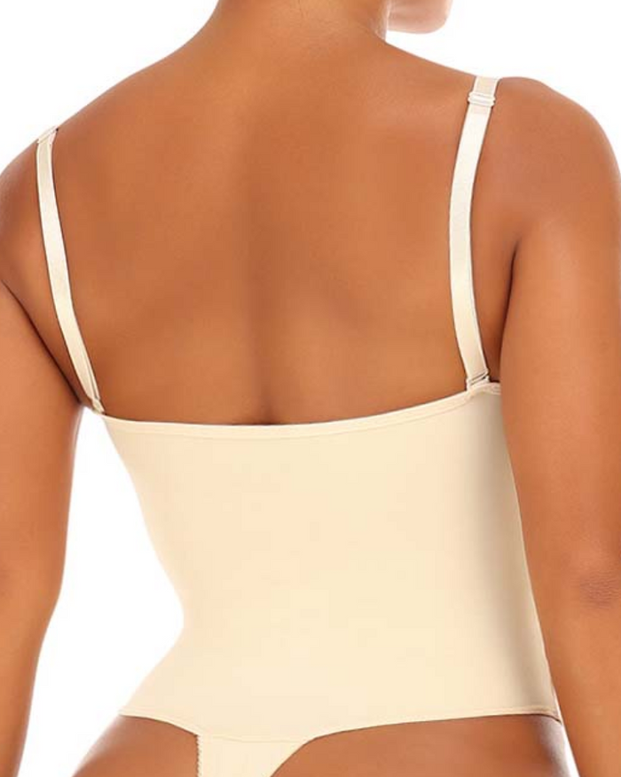 Backless Push Up Bra Waist Slimming Butt Lifter Thong Shapewear Bodysuit  - By Qivii