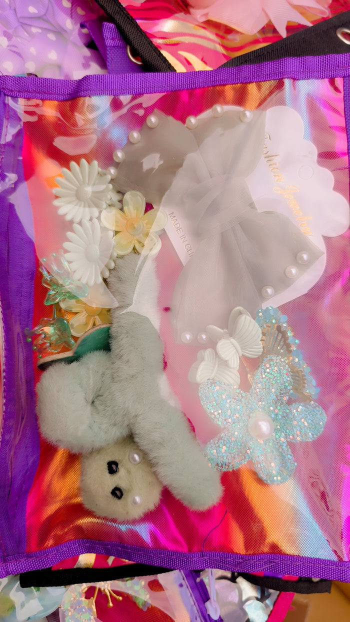 Bag hair accessories in different colours
