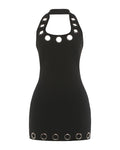 Bandage Halter Grommet Mini Dress  - By Qivii