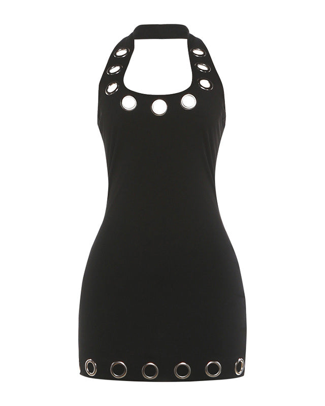 Bandage Halter Grommet Mini Dress  - By Qivii