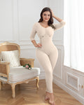 Beige Long Sleeves Full Bust Slimming Firm Full Body Shaper Shapewear - By Qivii