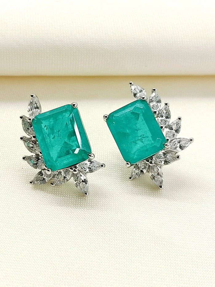 Bess Green 92.5 Silver Swarovski Stone Tops