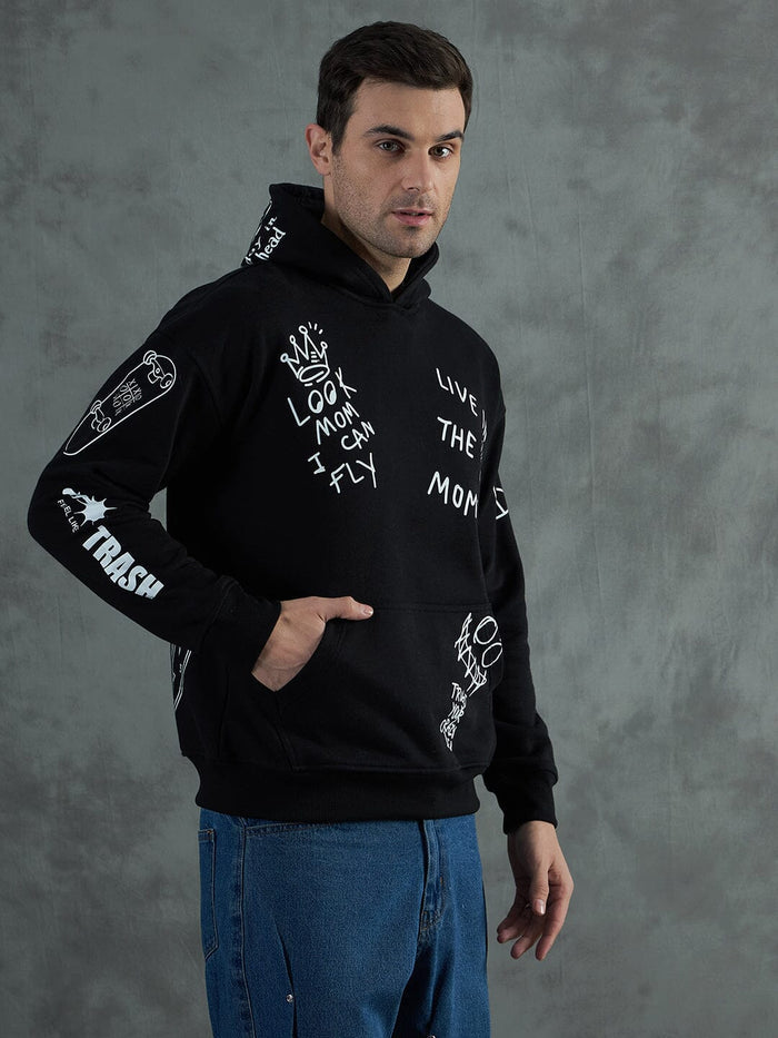 Black Graffiti Oversized Hoodie