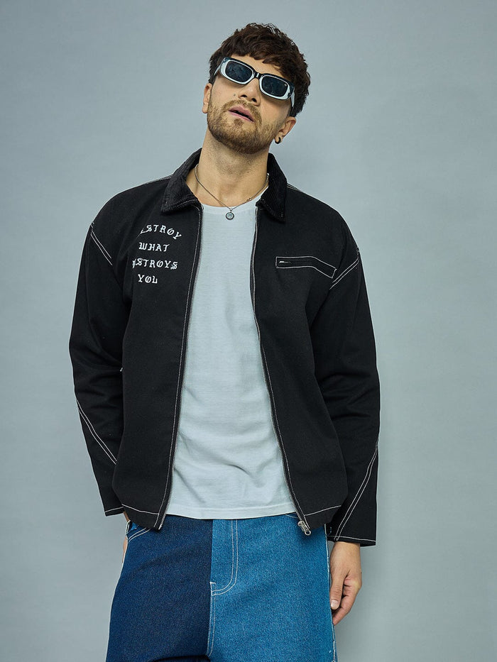 Black Heavyweight Harrington Jacket
