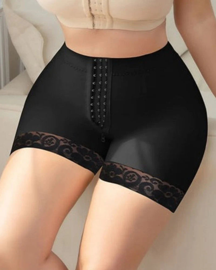 Black High Waist Butt Lifter Lace Shorts - By Qivii