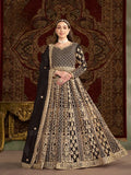 Black Net Gown With Sequence & Zari Embroidery Work
