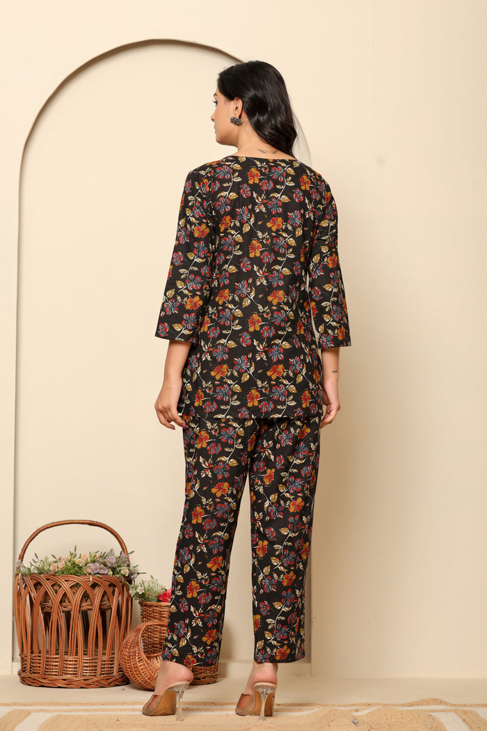 Black Printed Cotton Co- Ord Set
