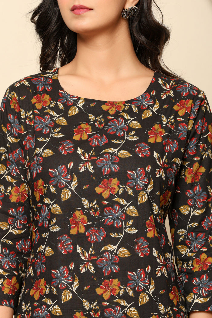 Black Printed Cotton Co- Ord Set