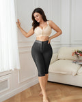 Black Slimming Tummy Control Panties Knee Length Thigh Shaping Leggings - By Qivii