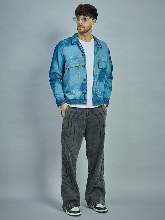 Bleach Washed Cropped Denim Jacket