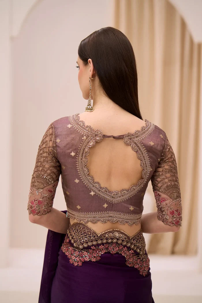 Blooming Violet Georgette Party wear Saree