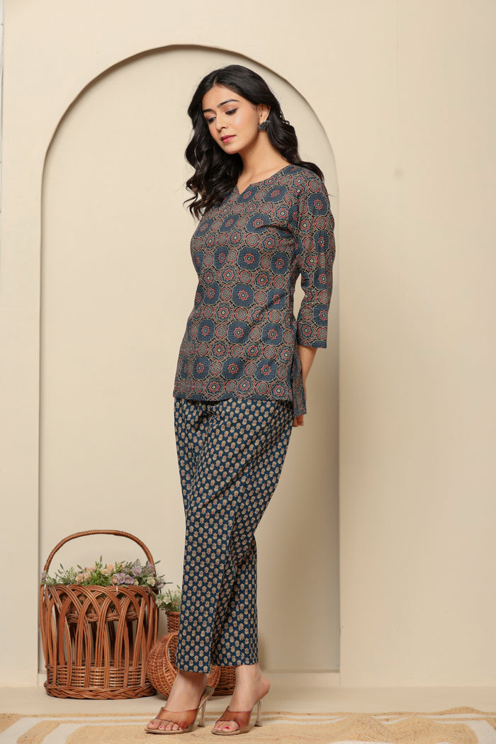 Blue Printed Cotton Co- Ord Set