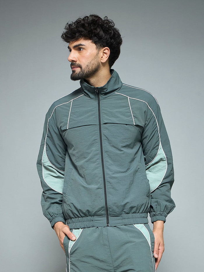 Bottle Green Parachute Cut & Sew Jacket