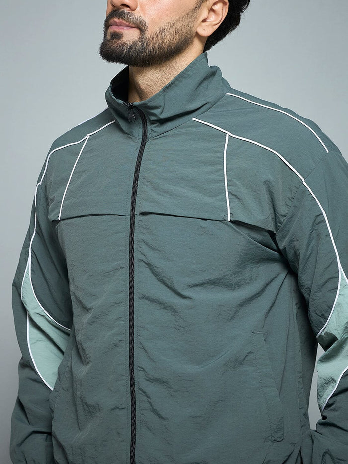 Bottle Green Parachute Cut & Sew Jacket